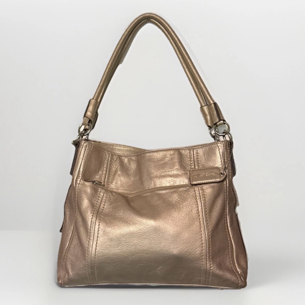 Naturalizer Silver Leather Shoulder Bag – Multi Pocket Everyday Handbag